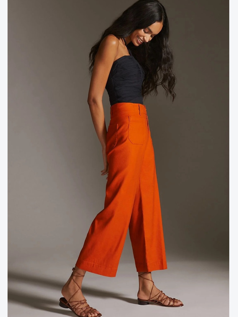 Anthropologie Maeve The Colette Cropped Linen Wide Leg Pants Size 30 Tall